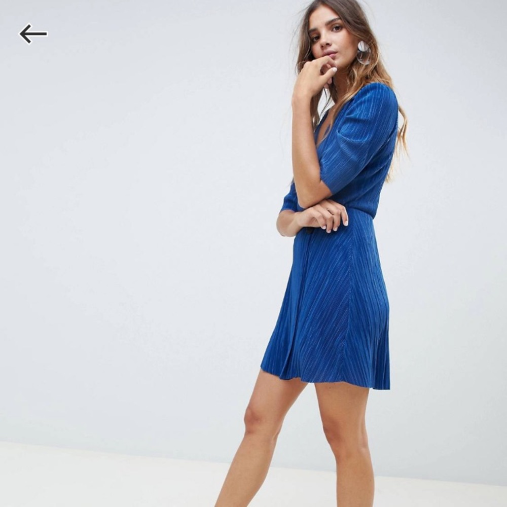 ASOS design mini plisse dress with button detail
